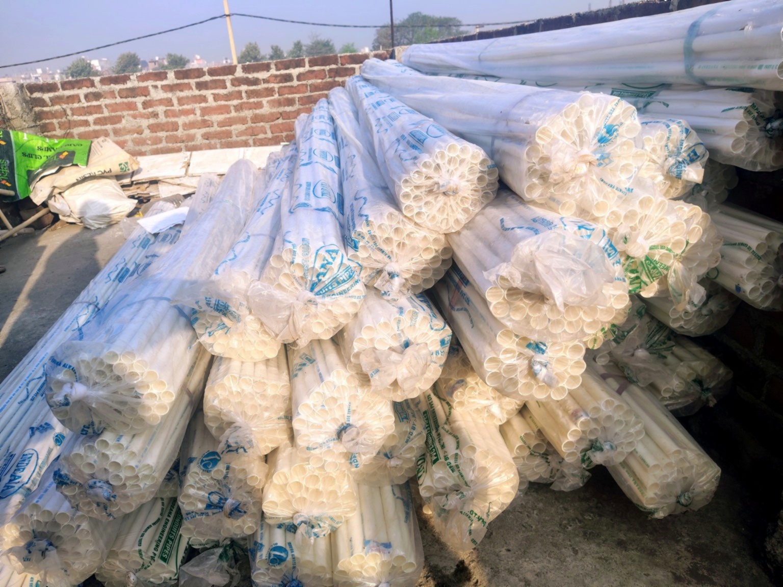 Large inventory of PVC conduit pipes