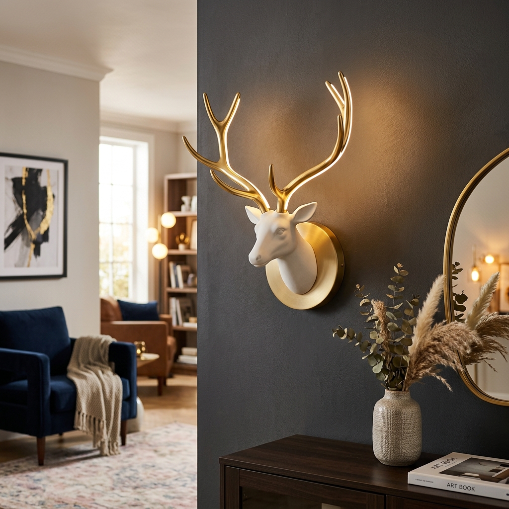 Ansh DecorateNow Deer Head Decorative LED Wall Lamp