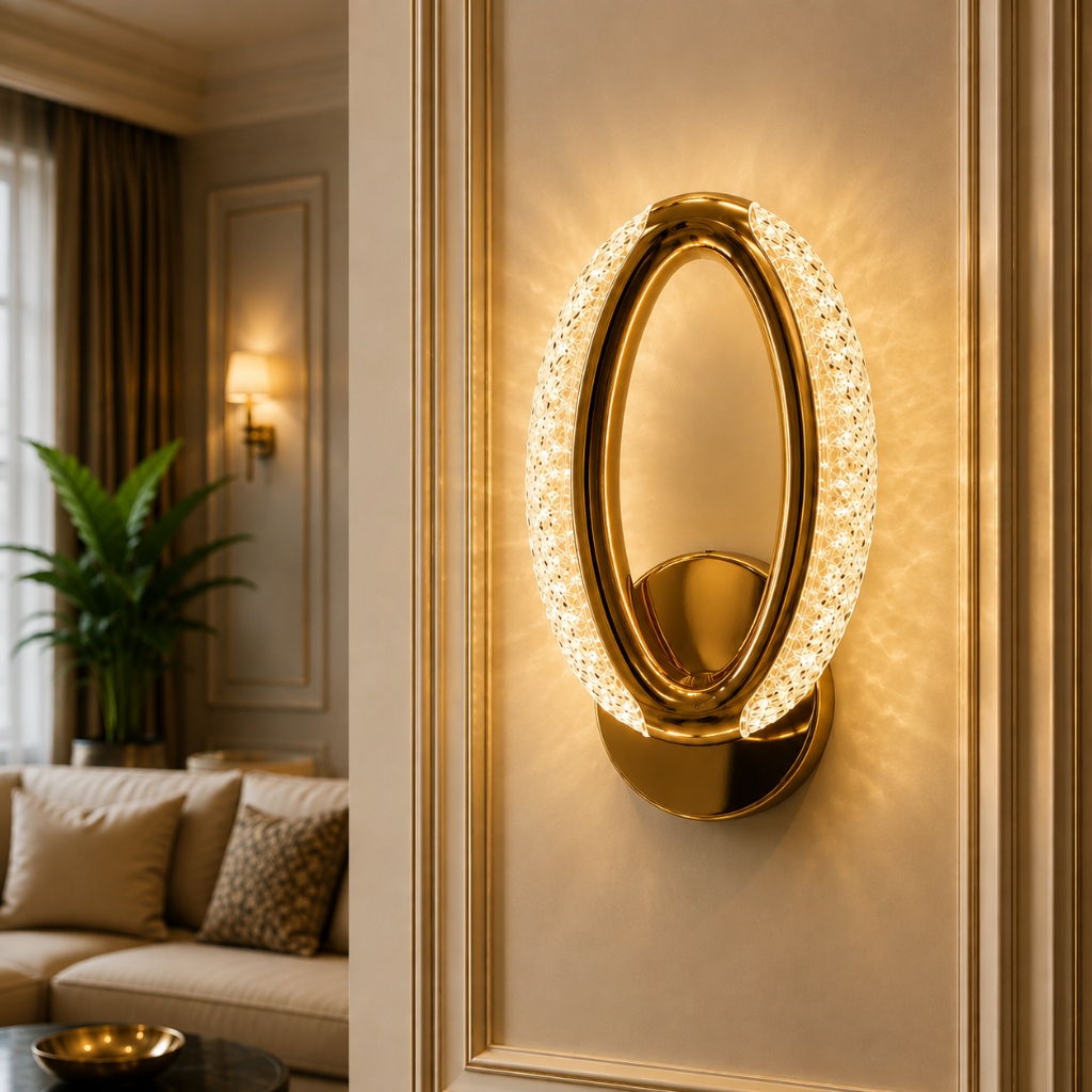 Ansh DecorateNow Modern Golden Oval 3-in-1 LED Wall Light